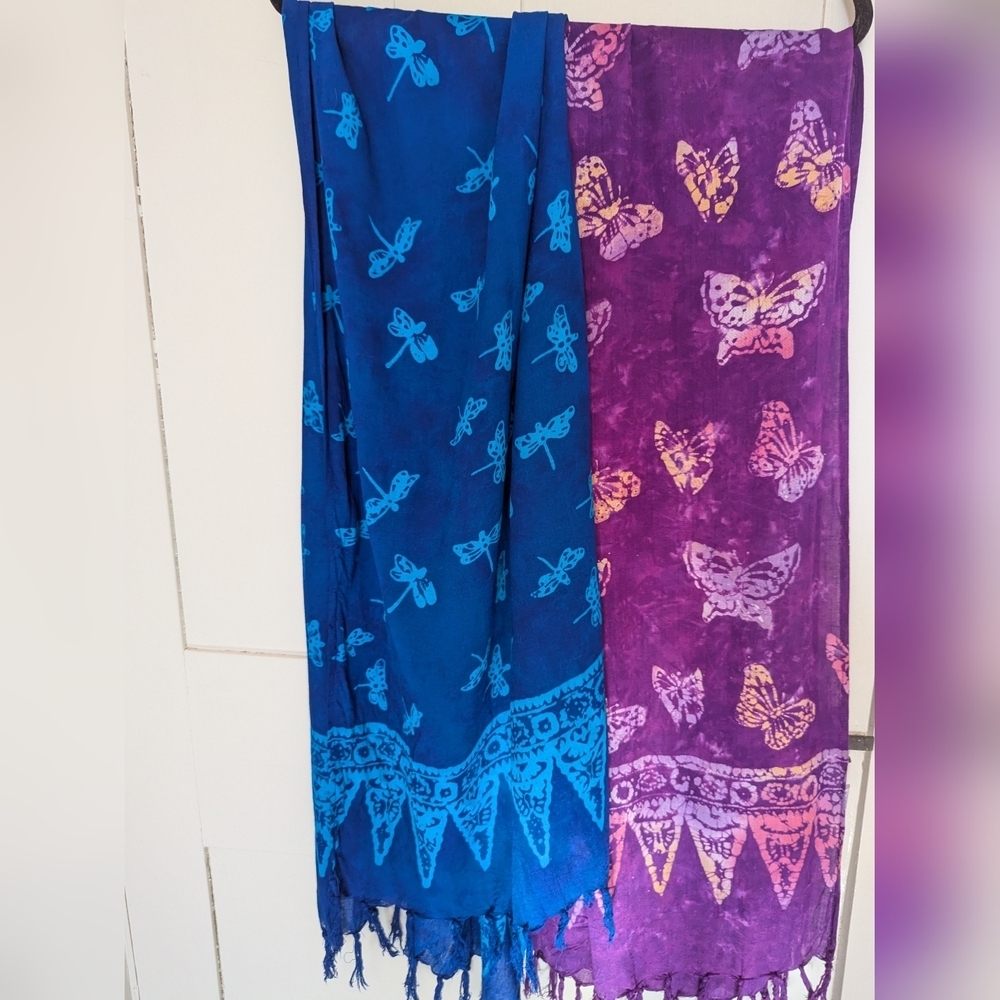Scarf Kimberly's Travels 2 Scarves Butterfly Dragonfly Patterned Boho